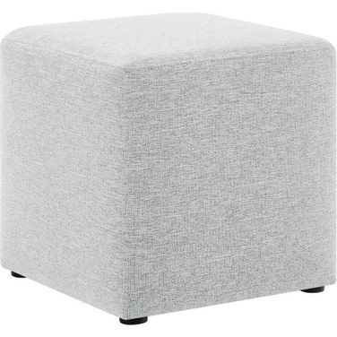 Callum 17 Inch Woven Heathered Fabric Upholstered Square Ottoman In Light Gray