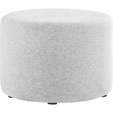 Callum 23 Inch Woven Heathered Fabric Upholstered Large Round Ottoman In Light Gray