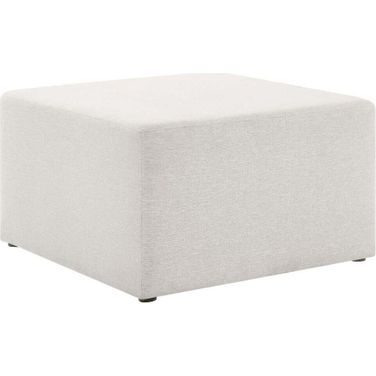 Callum 28 Inch Woven Heathered Fabric Upholstered Large Round Ottoman In Ivory