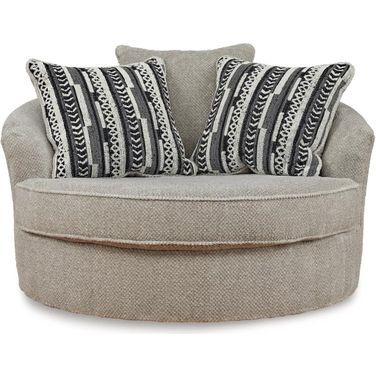 Calnita Oversized Swivel Accent Chair In Sisal