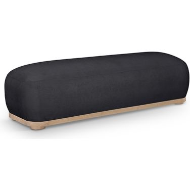 Calum Chenille Fabric Bench In Black and Natural