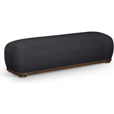 Calum Chenille Fabric Bench In Black and Walnut