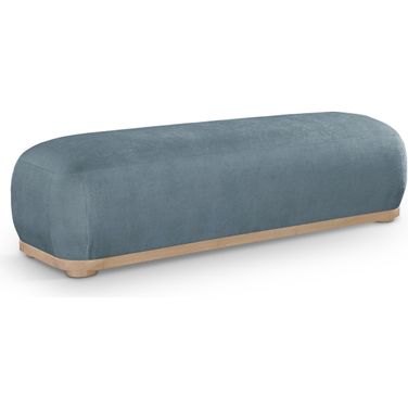 Calum Chenille Fabric Bench In Light Blue