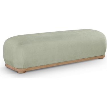 Calum Chenille Fabric Bench In Mint and Natural
