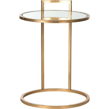Calvin Antique Gold Round Leaf End Table