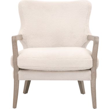 Calvin Club Chair In Varley Cream and Natural Gray
