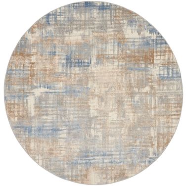 Calvin Klein Rush 8' x 8' Round Indoor Rug In Blue and Beige