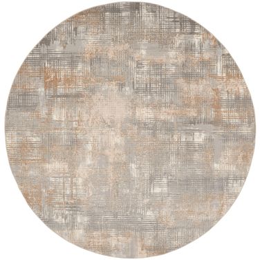 Calvin Klein Rush 8' x 8' Round Modern Indoor Rug In Grey and Beige