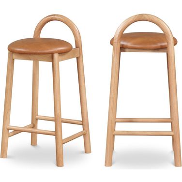 Calvin Vegan Leather Stool In Cognac/Natural