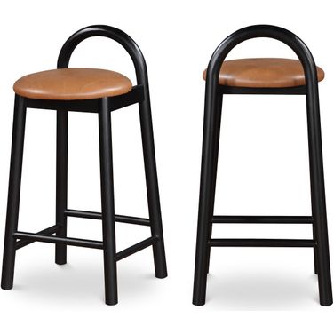 Calvin Vegan Leather Stool In Cognac