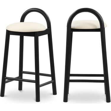 Calvin Vegan Leather Stool In Cream/Black