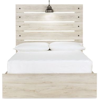 Cambeck Whitewash Full Panel Bed with One Side Storage