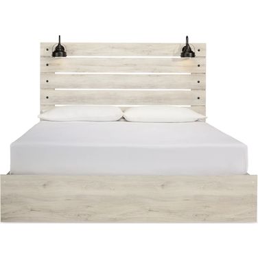 Cambeck Whitewash King Panel Bed with One Side Storage