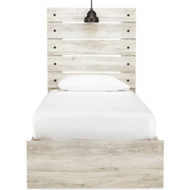Cambeck Whitewash Twin Panel Bed with One Side Storage