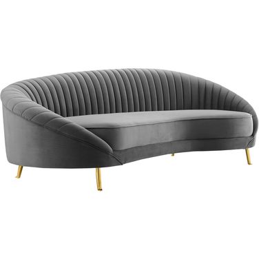 Camber Channel Tufted Performance Velvet Sofa In Gray