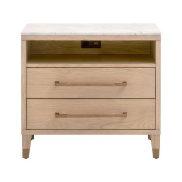 Bronze Bay Cambria 2 Drawer Nightstand In Natural Oak