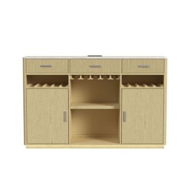 Cambria Buffet with LED and Power In Off-White and Natural