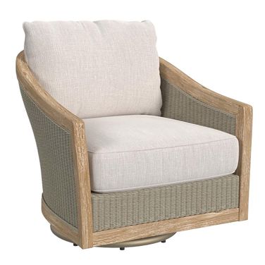 Cambria Swivel Club Chair in Light Wood