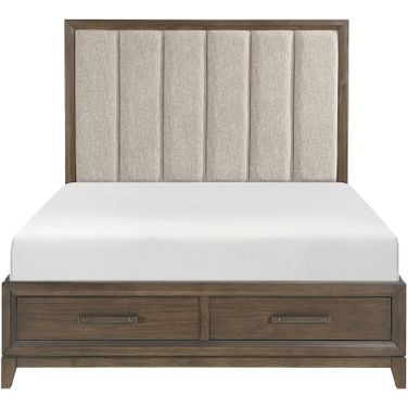 Cambridge California King Platform Bed with Footboard Storage In Walnut