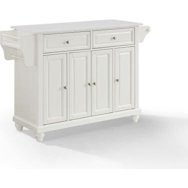 Cambridge Stone Top Full Size Kitchen Island/Cart In White