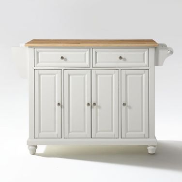 Cambridge Wood Top Full Size Kitchen Island/Cart In White and Natural