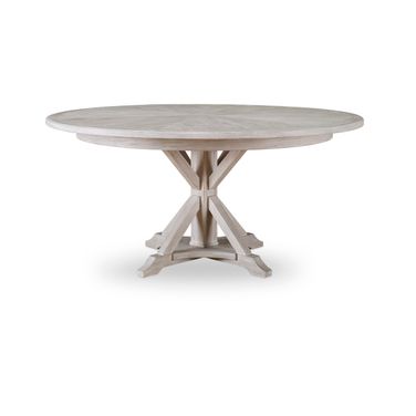 Camden Collin 64 Inch Round Dining Table In Rustic White