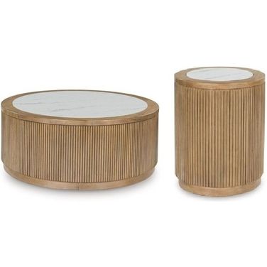 Camdill Occasional Table Set In Light Brown and White