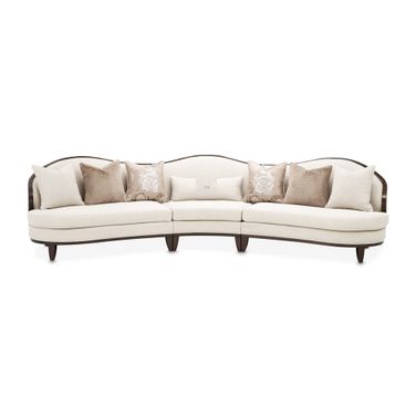 Camellia Field 3-Piece Chenille Sofa In Linen and Warm Pecan