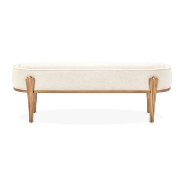 Camellia Field Accent Bench In Linen and Antique Gold