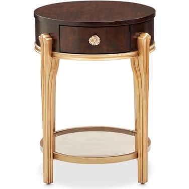 Camellia Field End Table with Drawer In Warm Pecan