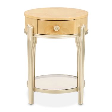 Camellia Field Oval End Table with Drawer In Caramel