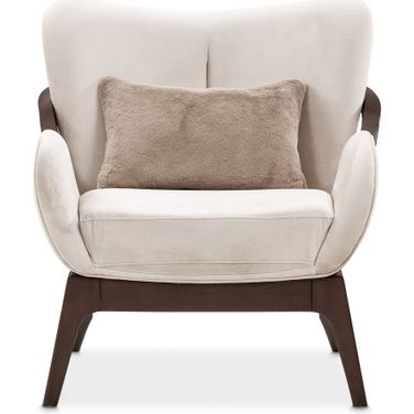 Camellia Field Velvet Accent Chair In Porcini and Warm Pecan