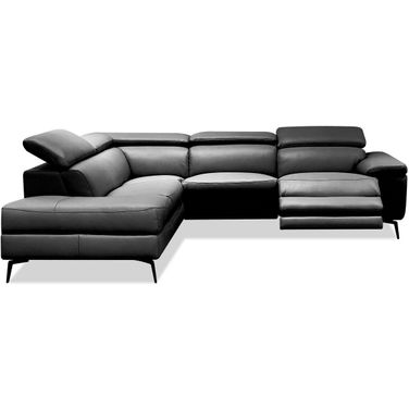 Camello Lsf Chaise Sectional with Electric Recliner and Adjustable Headrest Mechanism/Black Powder Coated Legs In Black