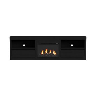 Camelot 82 Inch TV Console with Fireplace Insert In Black