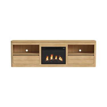 Camelot 82 Inch TV Console with Fireplace Insert In Natural
