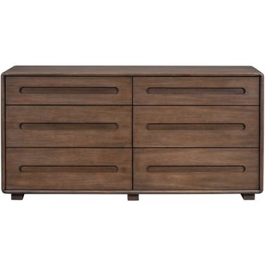 Cameron Acia Wood Veneer Finger-Puller Modern 68 Inch Dresser In Mocha