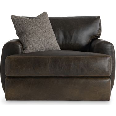 Cameron Leather Swivel Chair In Brown
