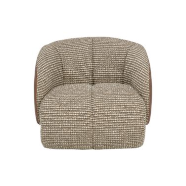 Camie Swivel Lounge Chair In Meringue and Cognac