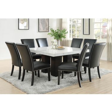 Camila 9-Piece Square Dining Room Set In Black