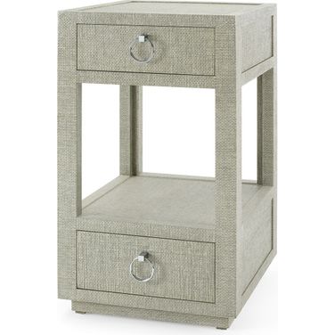Camilla 2-Drawer Side Table In Moss Gray Tweed
