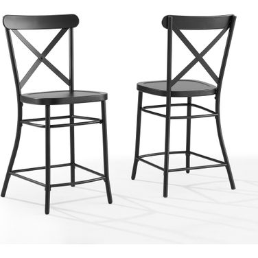 Camille 2-Piece Counter Height Barstool Set In Matte Black