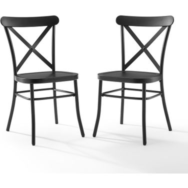 Camille 2-Piece Metal Dining Chair Set In Matte Black
