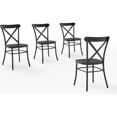 Camille 4-Piece Metal Dining Chair Set In Matte Black