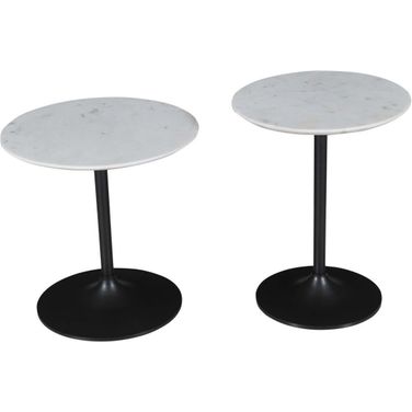 Camille Accent Tables Set of 2 In White and Gunmetal