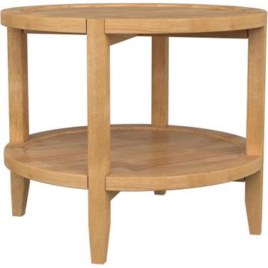 Camillo Round Solid Wood Side End Table In Maple Brown