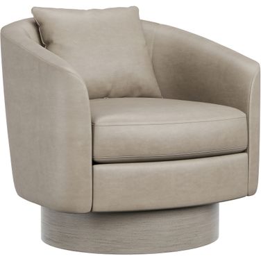 Camino Leather Swivel Chair In Grey