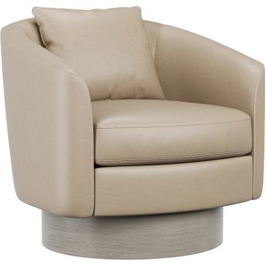 Camino Leather Swivel Chair In Taupe