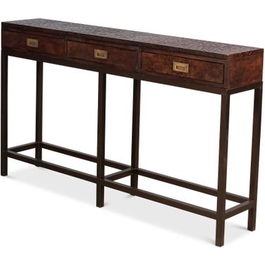 Campaign Brown Embossed Console Table