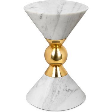Canaan Accent Table In White Marble and Polished Brass