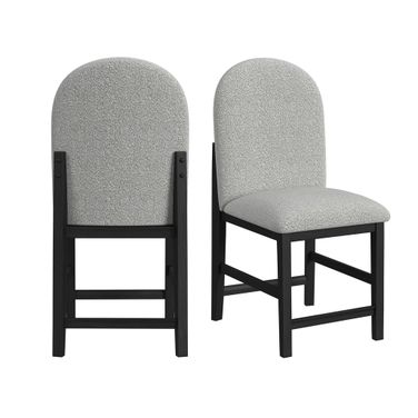 Canal Round Back Counter Stool with Fabric Set of 2 In Black and Grey